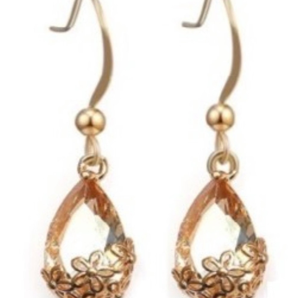 18k Gold Swarovski Champagne Earrings